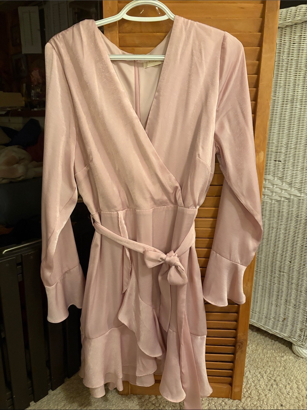 Altar'd State Blush Pink Long Sleeve Wrap Dress
